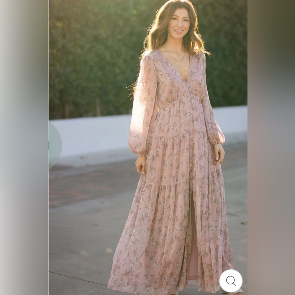 Morning lavender Mauve long sleeve floral maxi dress